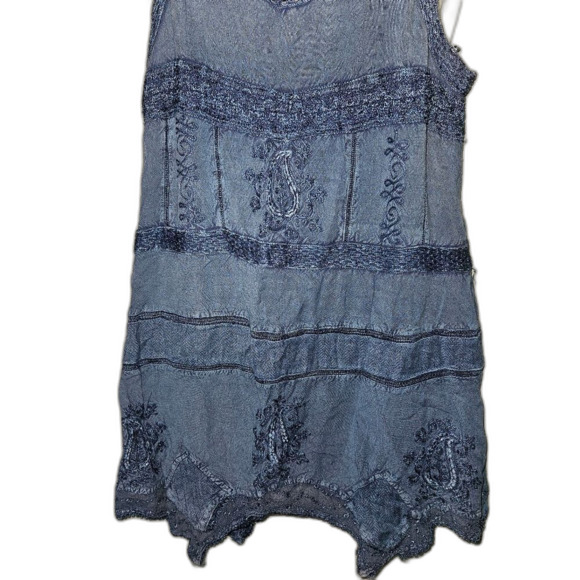 Blue Handkerchief Hem Midi Dress by Cute Options M Boho Casual Sleeveless Flowy - Picture 4 of 11
